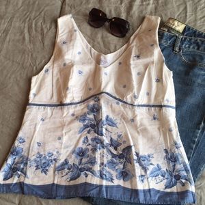LOFT blue floral sleeveless top